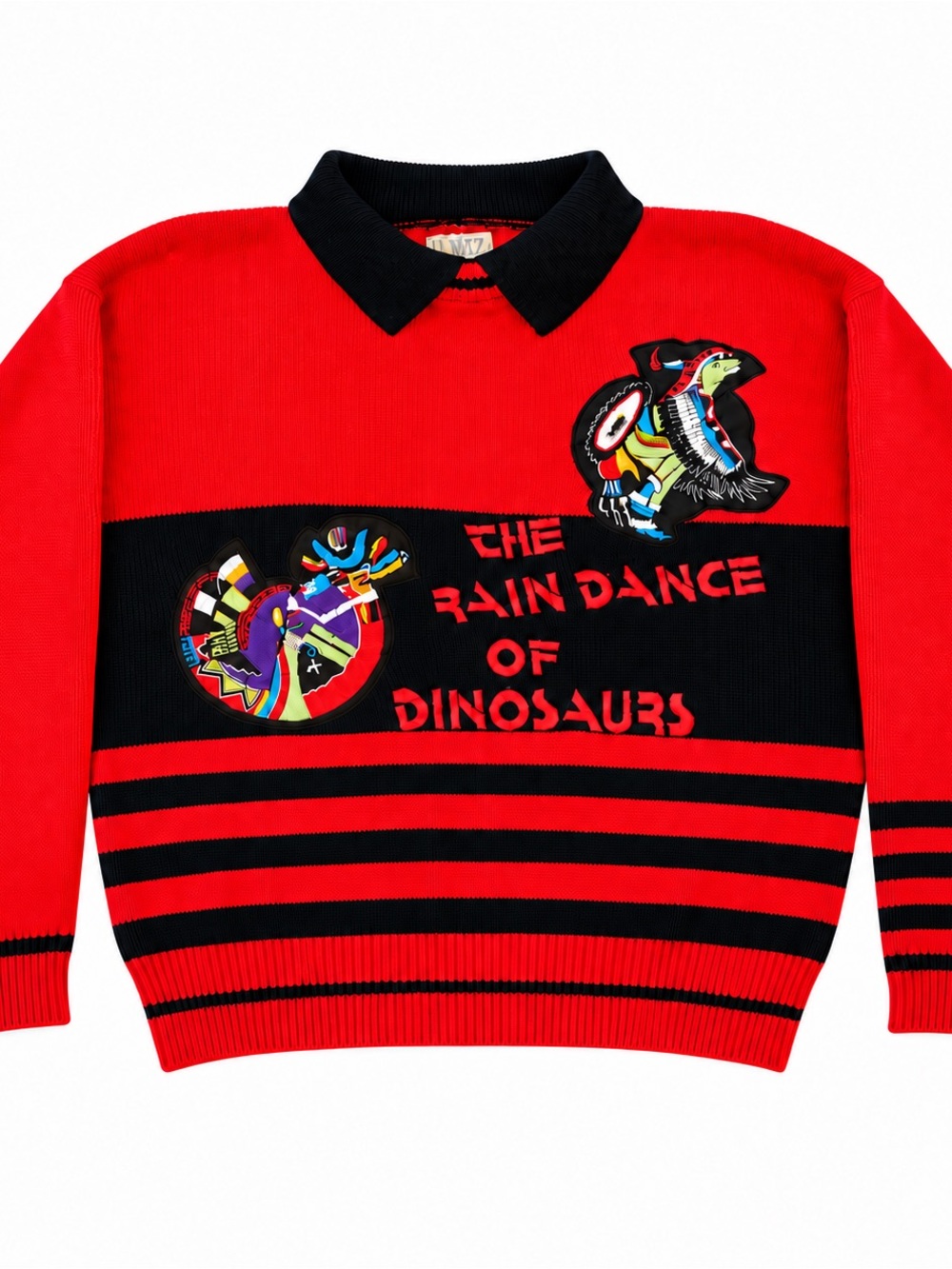 Vintage CAMIZ Rain Dance of Dinosaurs Novelty Sweater Large